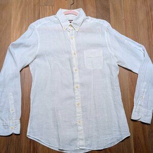 Massimo Dutti 100% Linen Size M Men's Button Down Shirt White